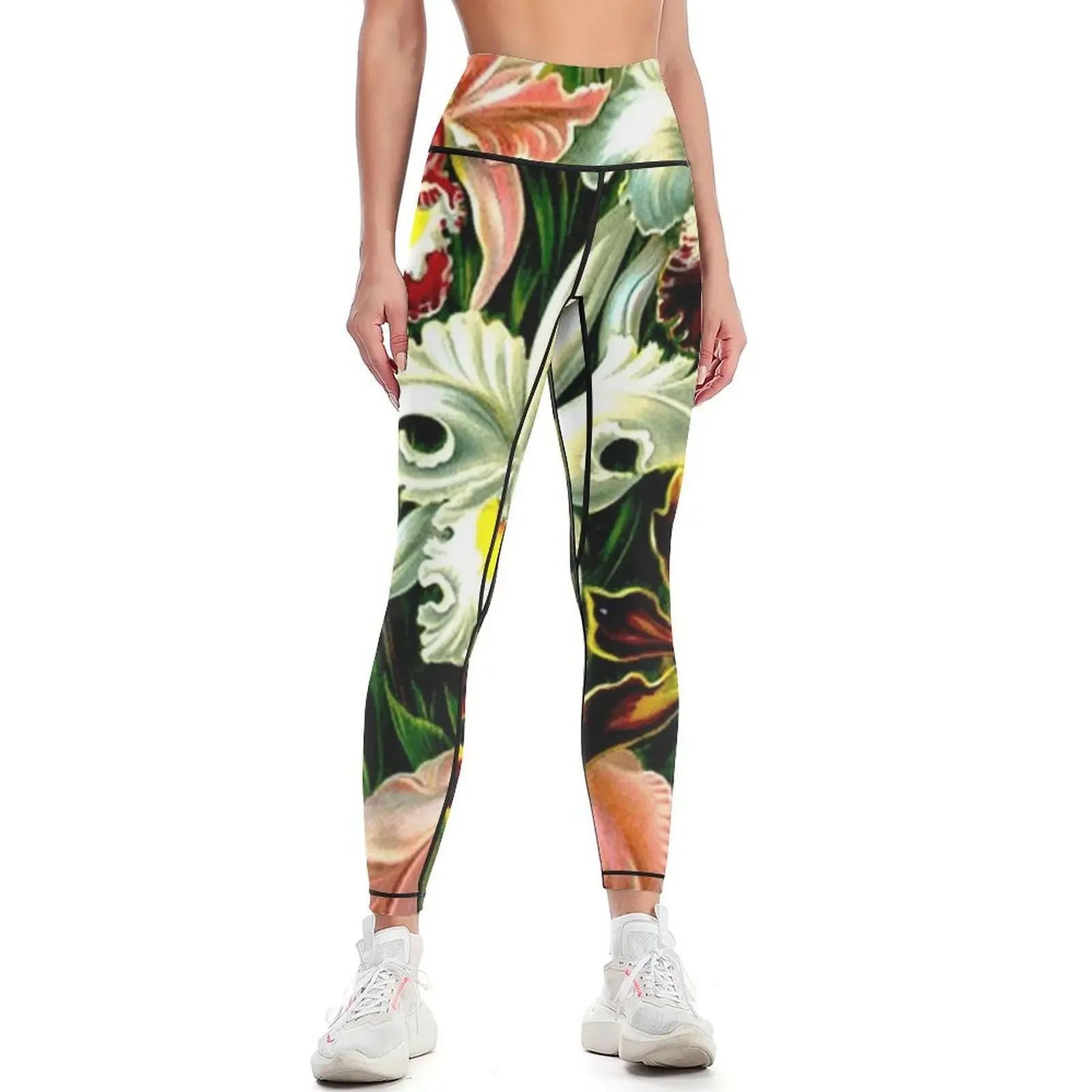

ORCHID FLOWER GARDEN; Vintage Art Print Leggings workout clothes for sports for Sportswear woman gym gym womans Womens Leggings