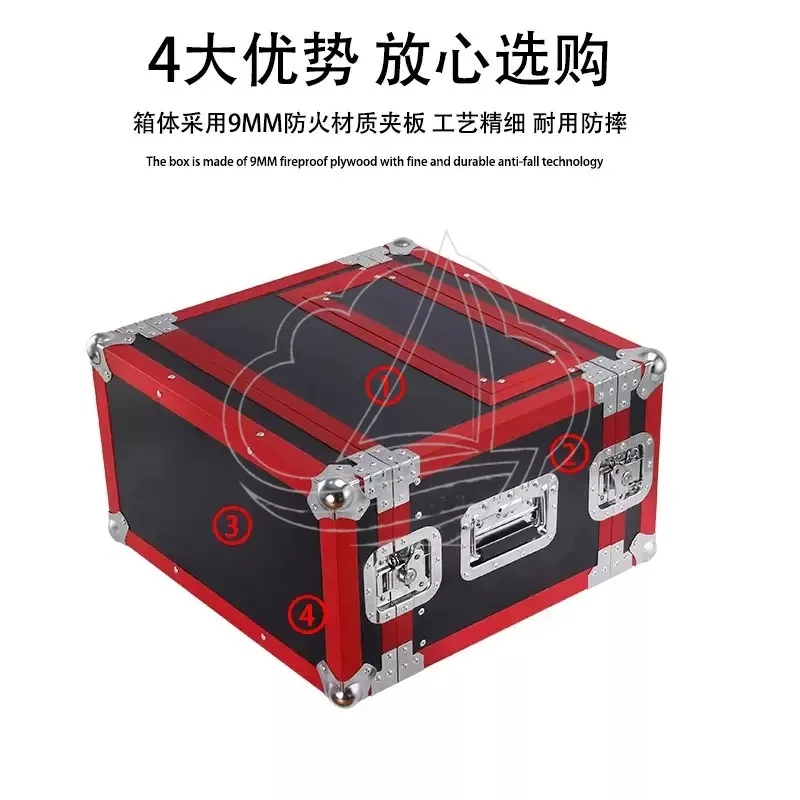 2U Microphone Aviation Case Cabinet with Drawer & Line Receiver Storage