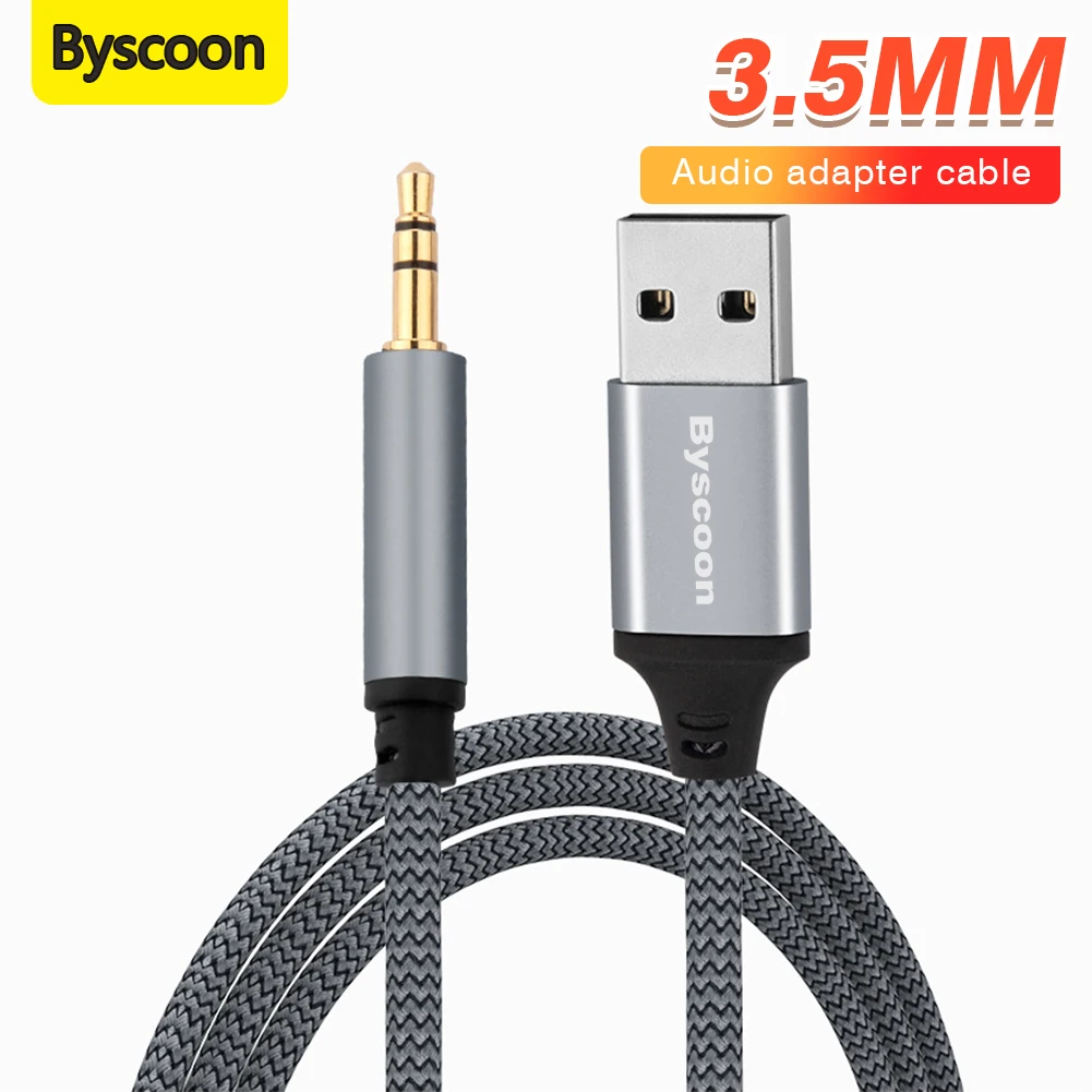 Byscoon USB to 3.5mm Jack Audio Cable Headphone Micphone External Sound Card Adapter for PC Laptop AUX Audio Extension Cable