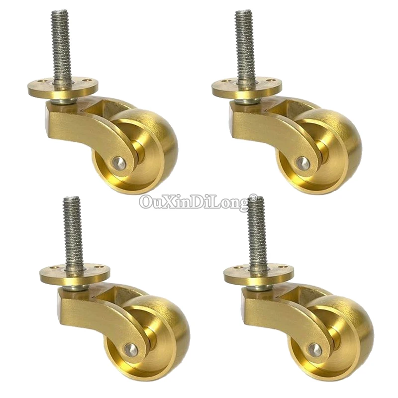 4PCS 1.25'' Large Brass Wheel Universal Furniture Castors Table Chair Sofa Couch Piano Feet Leg Furniture Rollers Swivel Casters