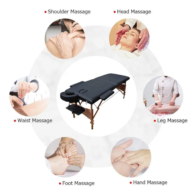 Massage Table Portable, 84" Long 34" Wide 2 Fold Adjustable Folding Massage Bed for Salon Beauty Physiotherapy Facial SPA