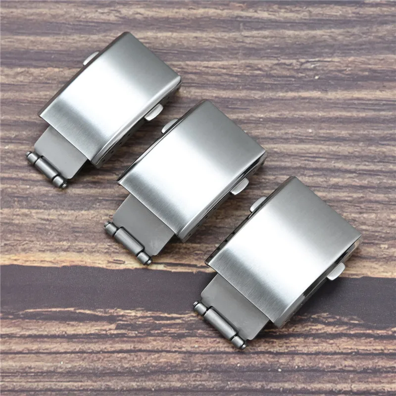 316L Stainless Steel Folding Buckle Micro Holes Adjustable Brushed Watch Clasp Watchband Accessories 16mm 18mm 20mm 22mm