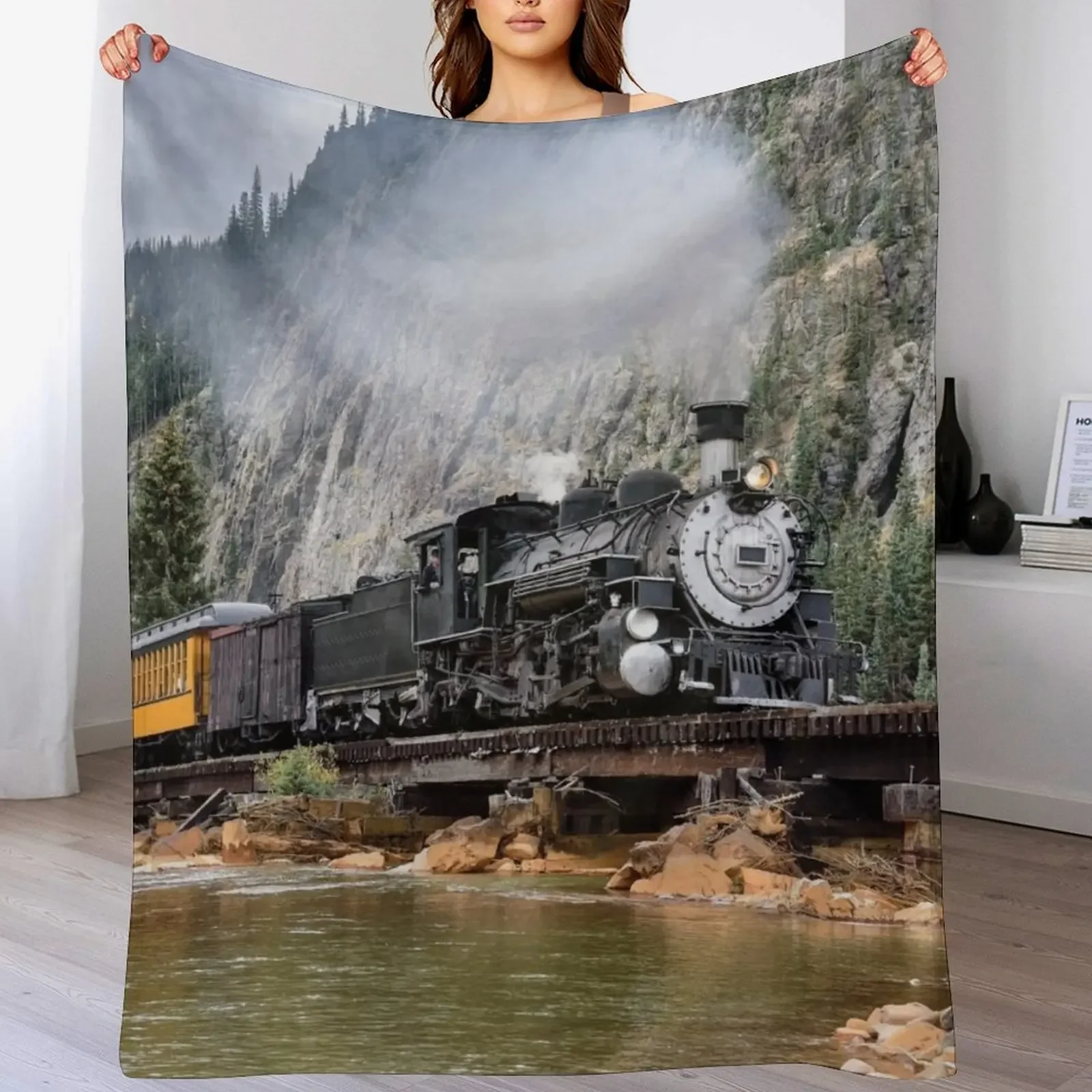 

Vintage Steam Train Throw Blanket Kid'S Plaid on the sofa Comforter Nap Blankets