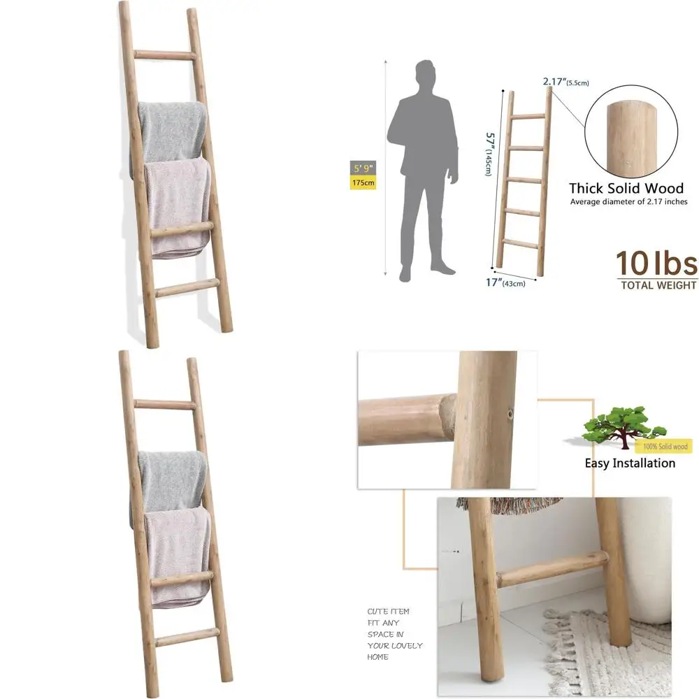 

Деревянная лестница-стеллаж для одеял, в деревенском стиле, с полкой для полотенец, для гостиной и ванной комнаты