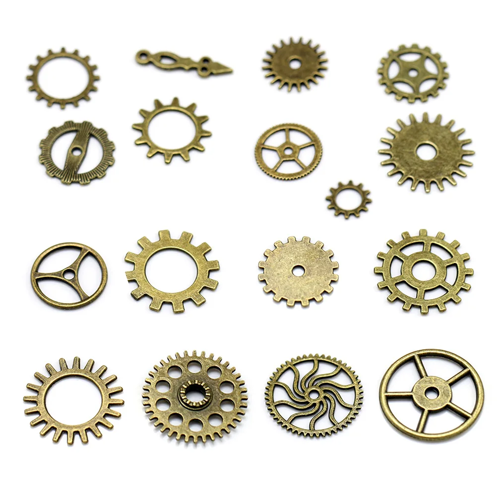 

17Pcs Alloy Steampunk Gear Charms Vintage Style Bronze for DIY Jewelry Necklace Pendants Making Craft Supplies