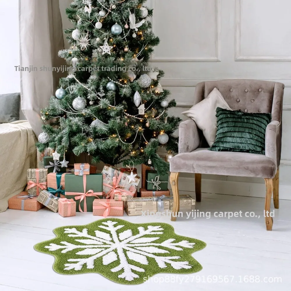 سجادة كشمير مقلدة بتصميم ندفة الثلج لديكور المنزل في عشية عيد الميلاد، سجادة أرضية ناعمة غير قابلة للانزلاق للاستخدام بجانب السرير في غرفة النوم #3