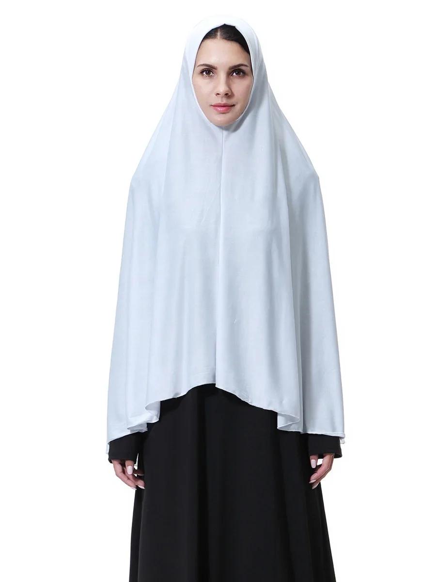 

Dubai Muslim Women's Scarf National Style Solid Color Hooded Hui Family Worship Service Arab Amira Hijab Shawls Full Cover New