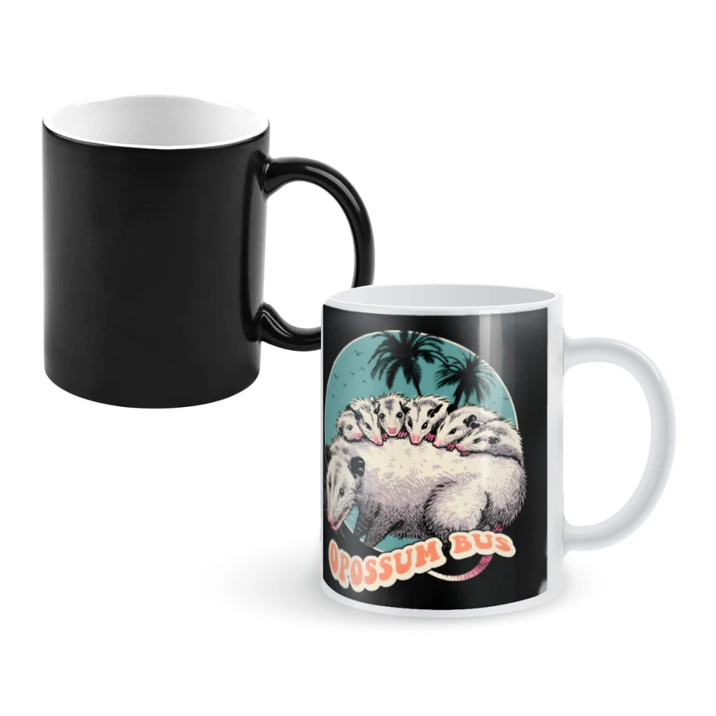 

Opossum BusCoffee Mugs And Mug Creative Color Change Tea Cup Ceramic Milk Cups Novelty Gifts