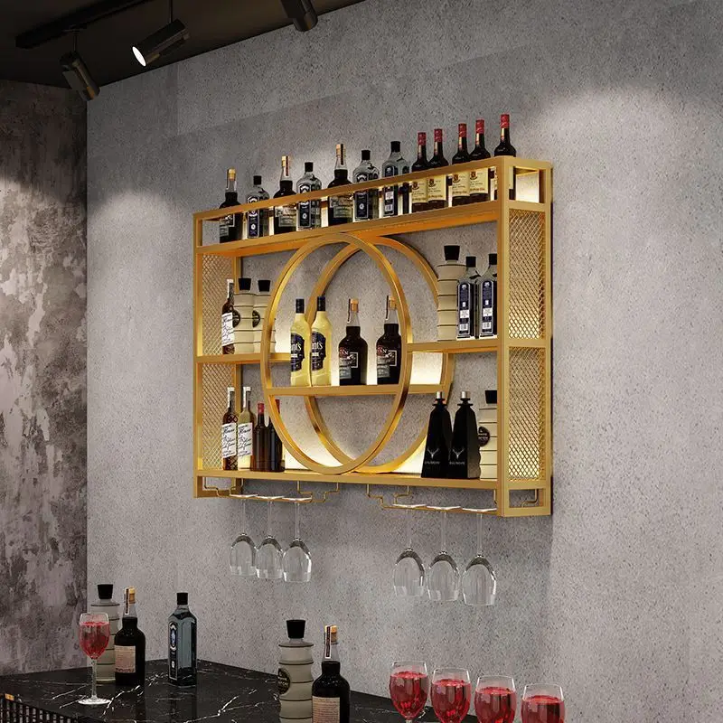 

Nordic wrought iron wine rack wall decorative metal rack hanging cup holder wall hanging creative red wine display rack