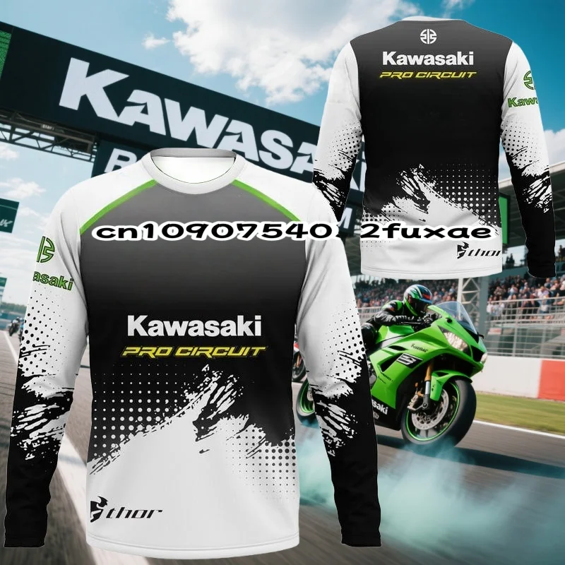 

Kawasaki Motorcycle Racing Team Men's T-shirt Long Sleeve Spring and Autumn Men's T-shirt 2025 New Sports Breathable Men's Top