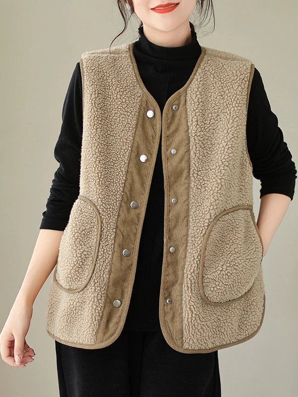 

Модный двусторонний жилет из овечьей шерсти в стиле ретро, художественный вельветовый жакет на одной пуговице, универсальный, элегантный, для повседневной носки