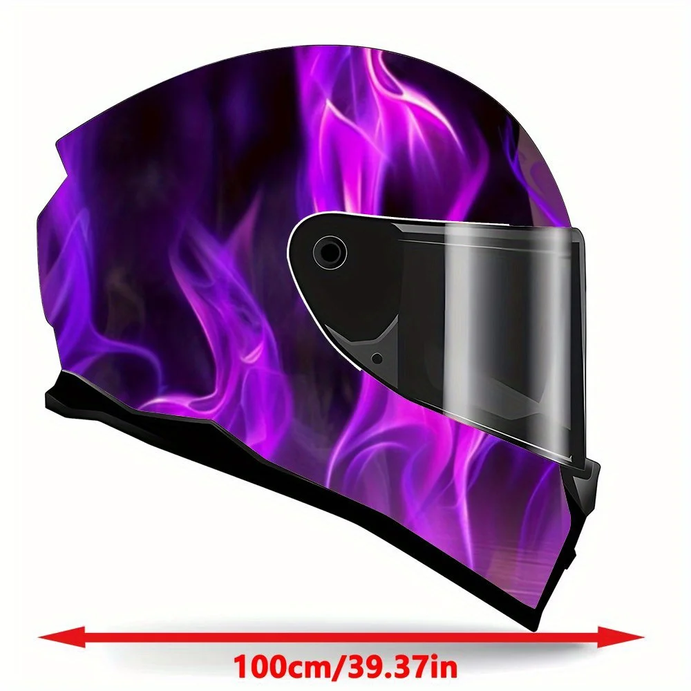 Burning Purple Flame Helmet Painting Sticker - Waterproof, Scratch Resistant PVC Patch for Motorcycle Racing Helmet, Artistic Ae view 2