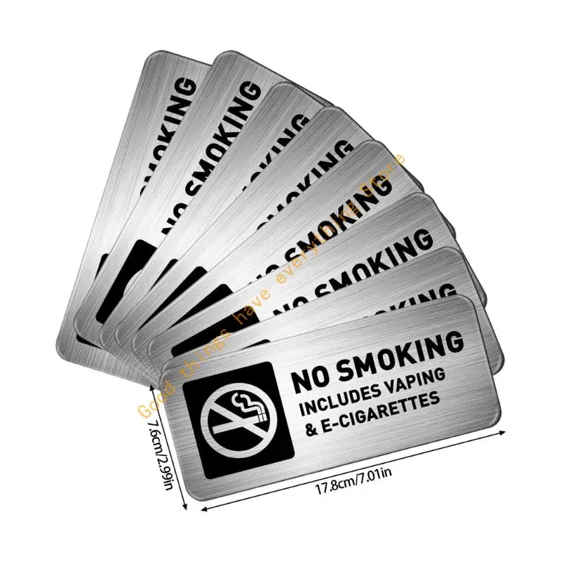 4/8 Rustproof No Smokes Metal Signs Adhesive High Visibility Door Wall Markers 55KF