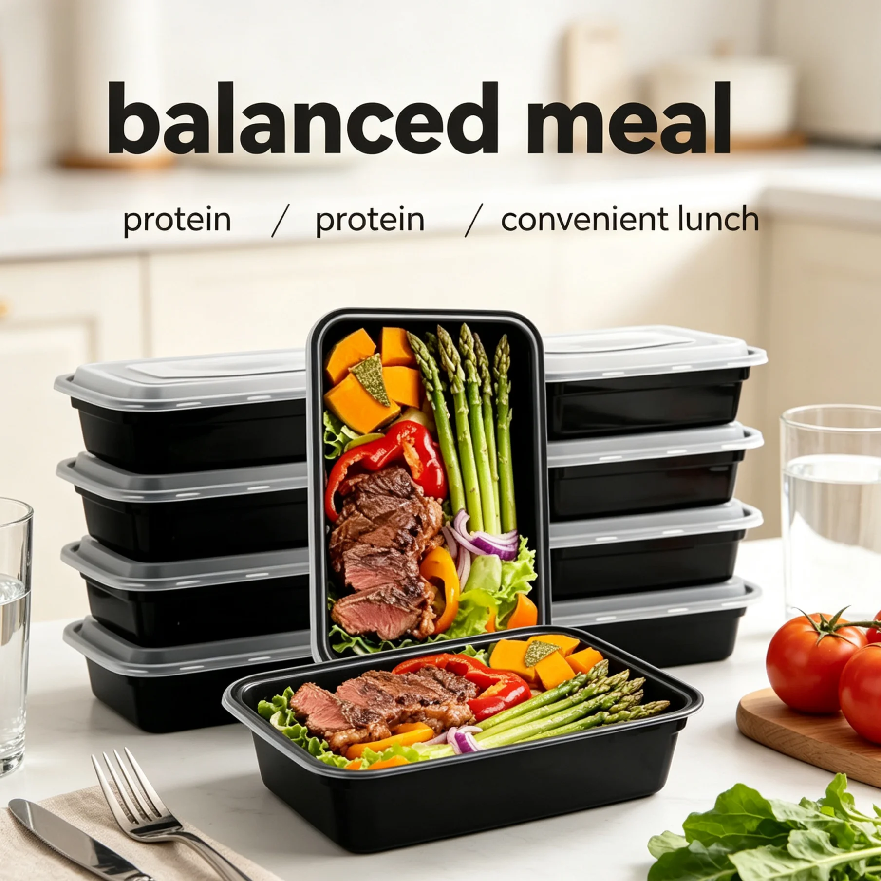 Food Storage With Compartments - 10Pak Wadah Penyimpanan Makanan Sekali Pakai