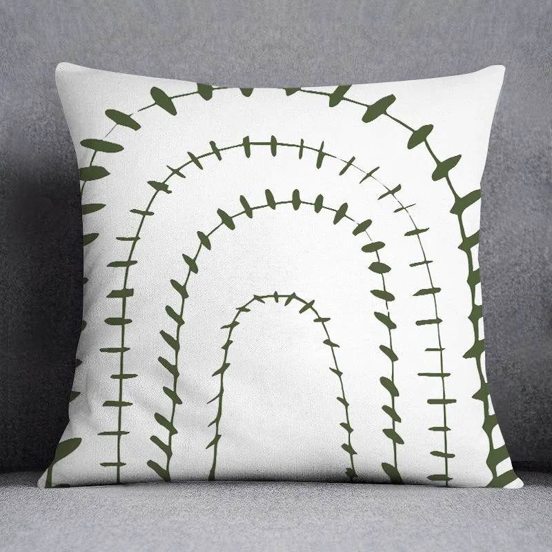 Green plants geometric pattern pillowcase sofa cushion living room bedroom pillow cover home fabric decoration