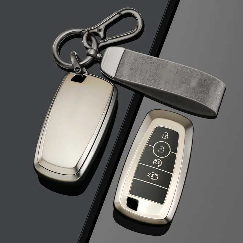 

Metallic Gray TPU for Ford Edge Fusion Mustang Explorer F150 F250 F350 Ecosport Remote 4 Button Car Key Case Cover Holder Fob