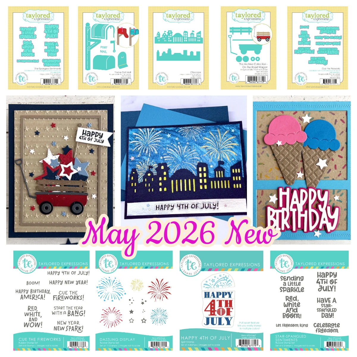 

Taylored Happy 4th of July Split Stamp Metal Cutting Dies and Stamps Scrapbook for DIY Greeting Card Handmade Gift May 2026 New
