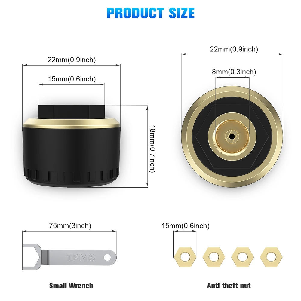 Système de surveillance de la pression de l'opathie TPMS de voiture, affichage du téléphone, compatible Bluetooth 5.0, accessoire de surveillance, 2 pièces, 4 pièces