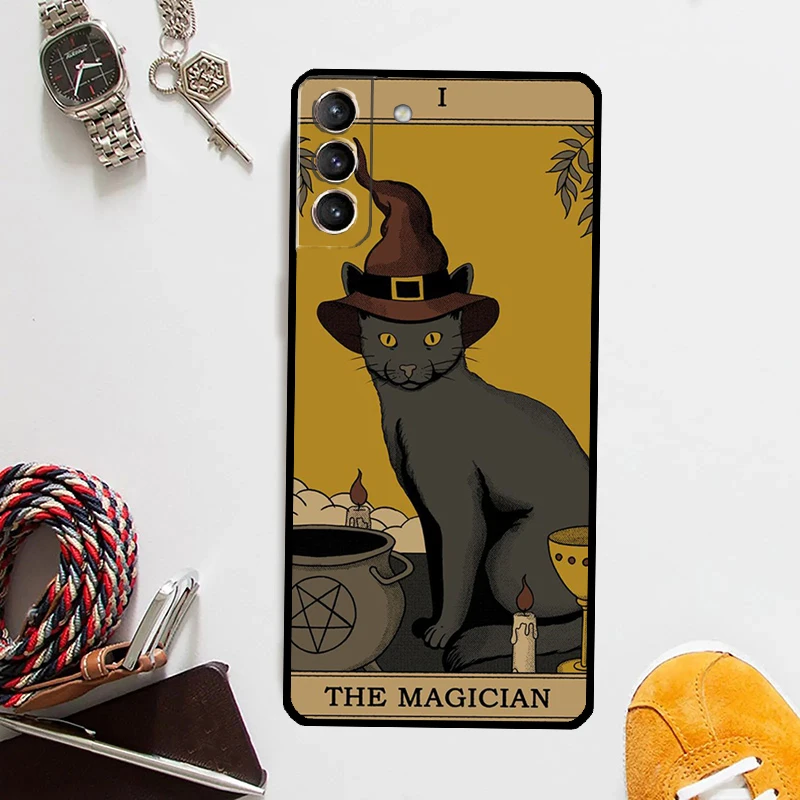 Cats Tarot Witchcraft Case For Samsung Galaxy S24 Ultra S23 S22 S21 S20 Plus Note 10 Note 20 S9 S10 S21 FE Cover