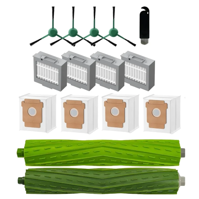 M14K-Main Side Brush Filters Replacement Set(15 PCS) For Irobot Roomba Max 705 Vac/Roomba Plus 504 Vac Vacuum Cleaners