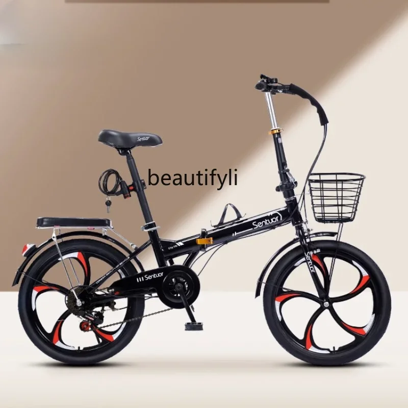 

zq Foldable Bicycle Female Super Bicycle Small Speed Free Installation Mini New Adult Men