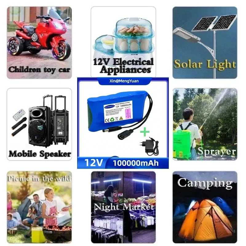 Original NEW Portable Super 12V 20000mah Battery Rechargeable Lithium Ion Battery Pack Capacity DC 12.6v 30Ah CCTV Cam Monitor +