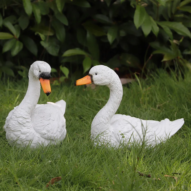 

#@2022 Large Animal Sculpture Life Size Fiberglass White Swan Statue for Garden Park Decoration
