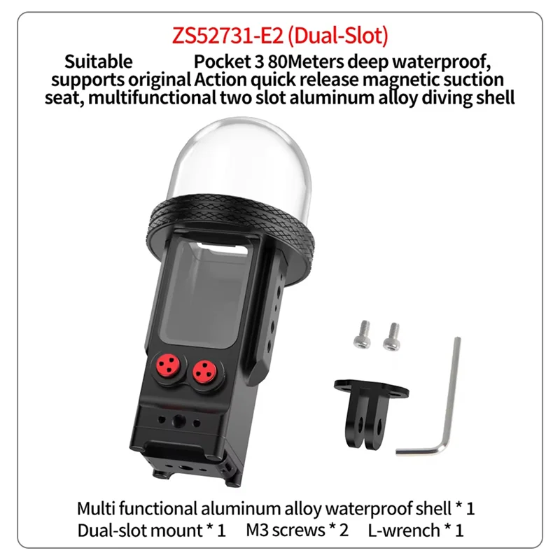 AA60-For DJI Pocket 3 حافظة مقاومة للماء 80 متر ألومنيوم سريع الإصدار جبل الكاميرا واقية الإسكان طقم الغوص تحت الماء