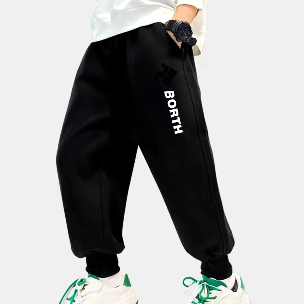 Fitness pants, long pants, jogging sweatpants, children\'s autumn and winter pants, letter drawstring casual new style for boys