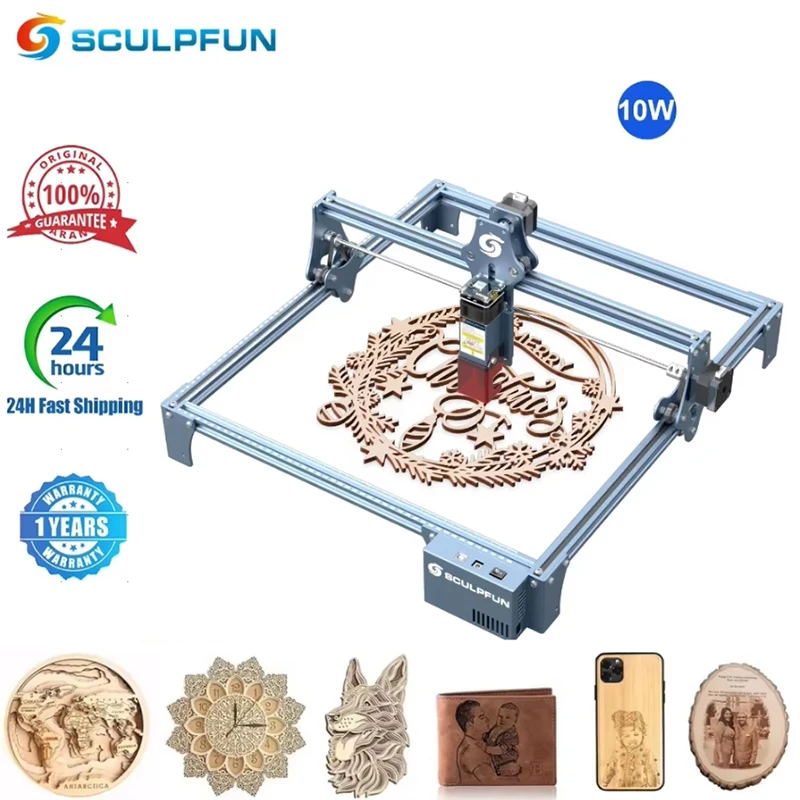 SCULPFUN S9 Pro 10W Laser Engraving Machine High-precision Wood Acrylic Laser Engraver Cutter 400x410mm Work Area S9 Upgraded