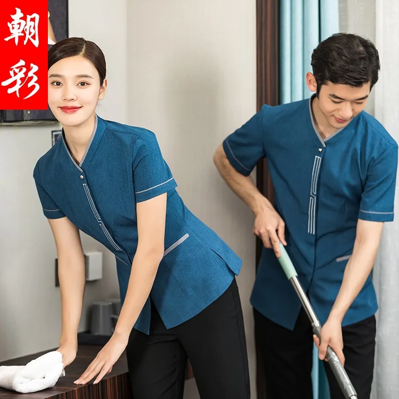 Cleaning Service Uniform Short-Sleeved Summer Clothes Hotel Floor Hotel Rooms Waiter WorkwearpaProperty Cleaning Aunt Tooling