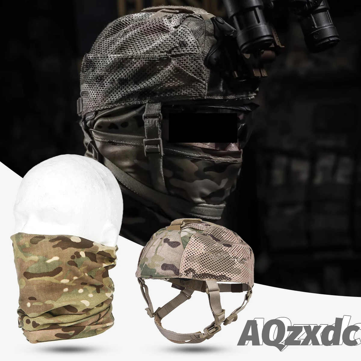 

Tactical Camouflage Night Cap with Mask Adjustable Night Vision Goggles Naked Hat Mounting for Outdoor Hunting Airsoft Shooting