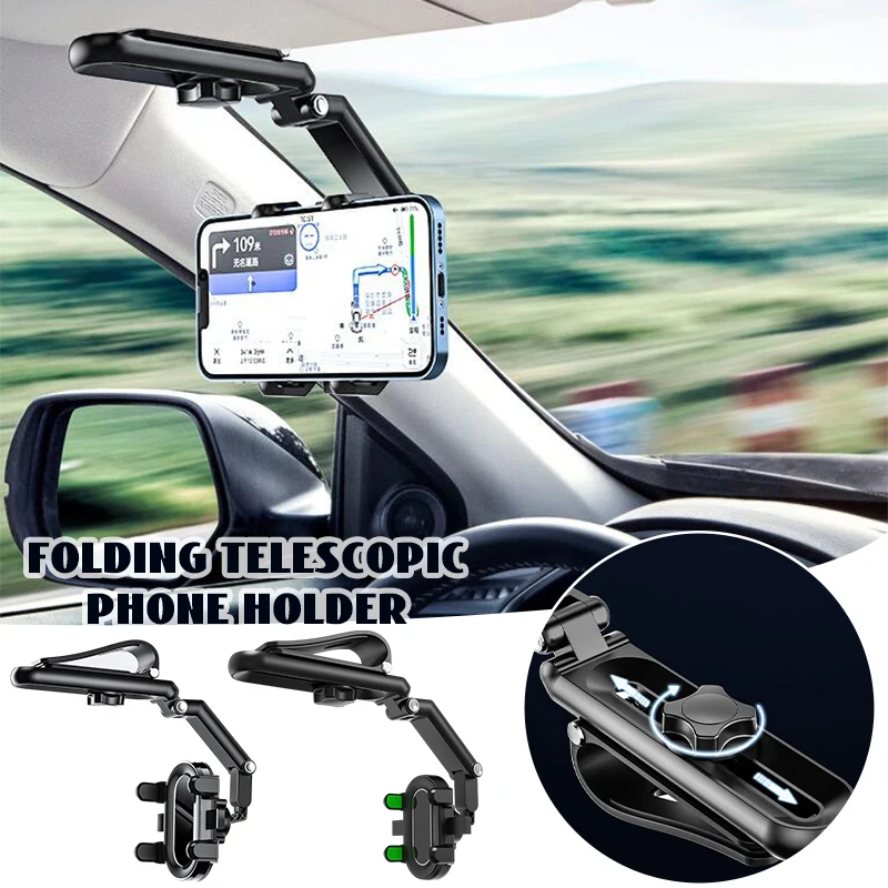 

Universal Clip Rotatable and Retractable Car Phone Holder Rearview Mirror Driving Recorder Bracket GPS Mobile Phone Support