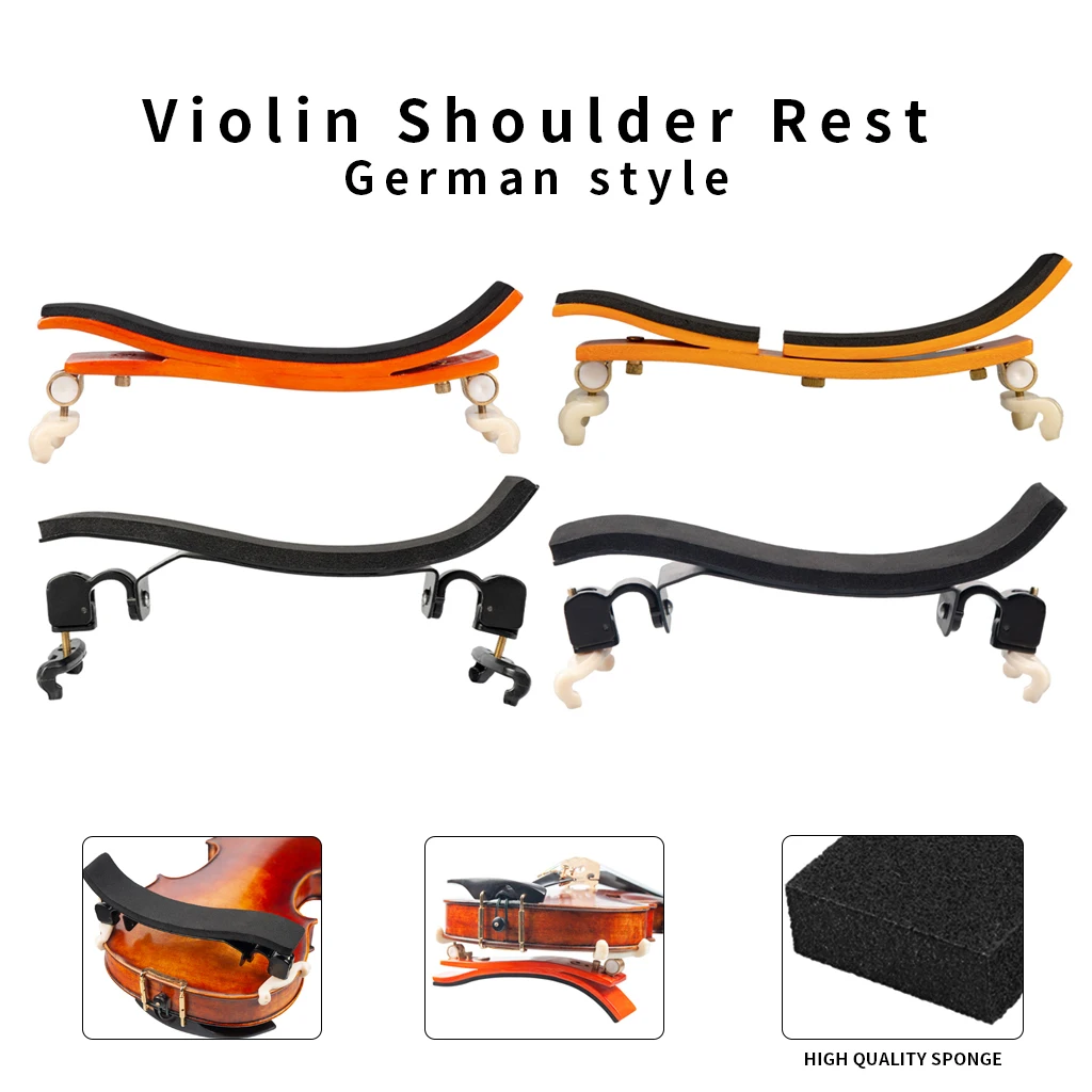 Regolabile 4/4 3/4 violino poggiaspalla piastra supporto Pad spugna 1/2 1/4 e 1/8 dimensioni violino ABS Nylon legno fibra di carbonio germaniico