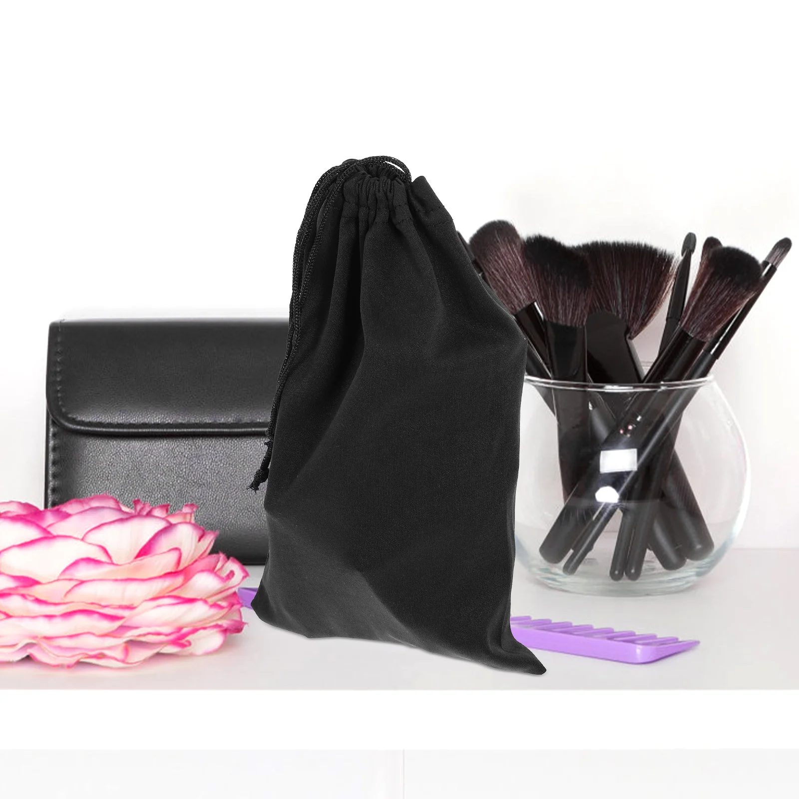 

24x15cm Ski Goggle Bag Soft Fiber Storage Pouch Anti Scratch Sunglasses Eyewear Travel Outdoor Drawstring Bag for Glasses Black