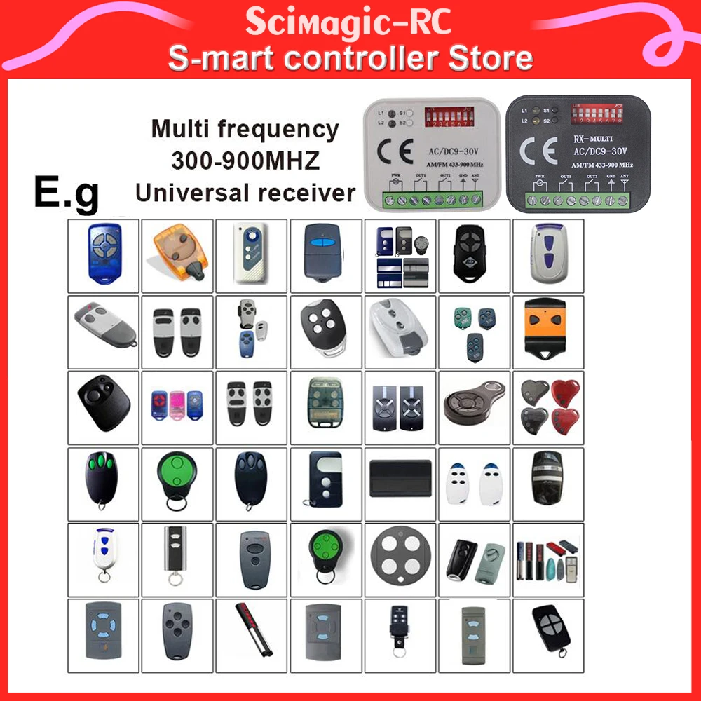 2 CH 300-868MHz RX MULTI Garage Receiver AC DC 9-30V Module 433mhz RF Remote Control Gate Door Switch