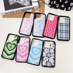 Wildflower 3D Ins Love Heart Phone Case for iPhone 17 16 15 14 13 12 Pro Max Plus WF Cute Flower Lattice Cartoon Cover Funda