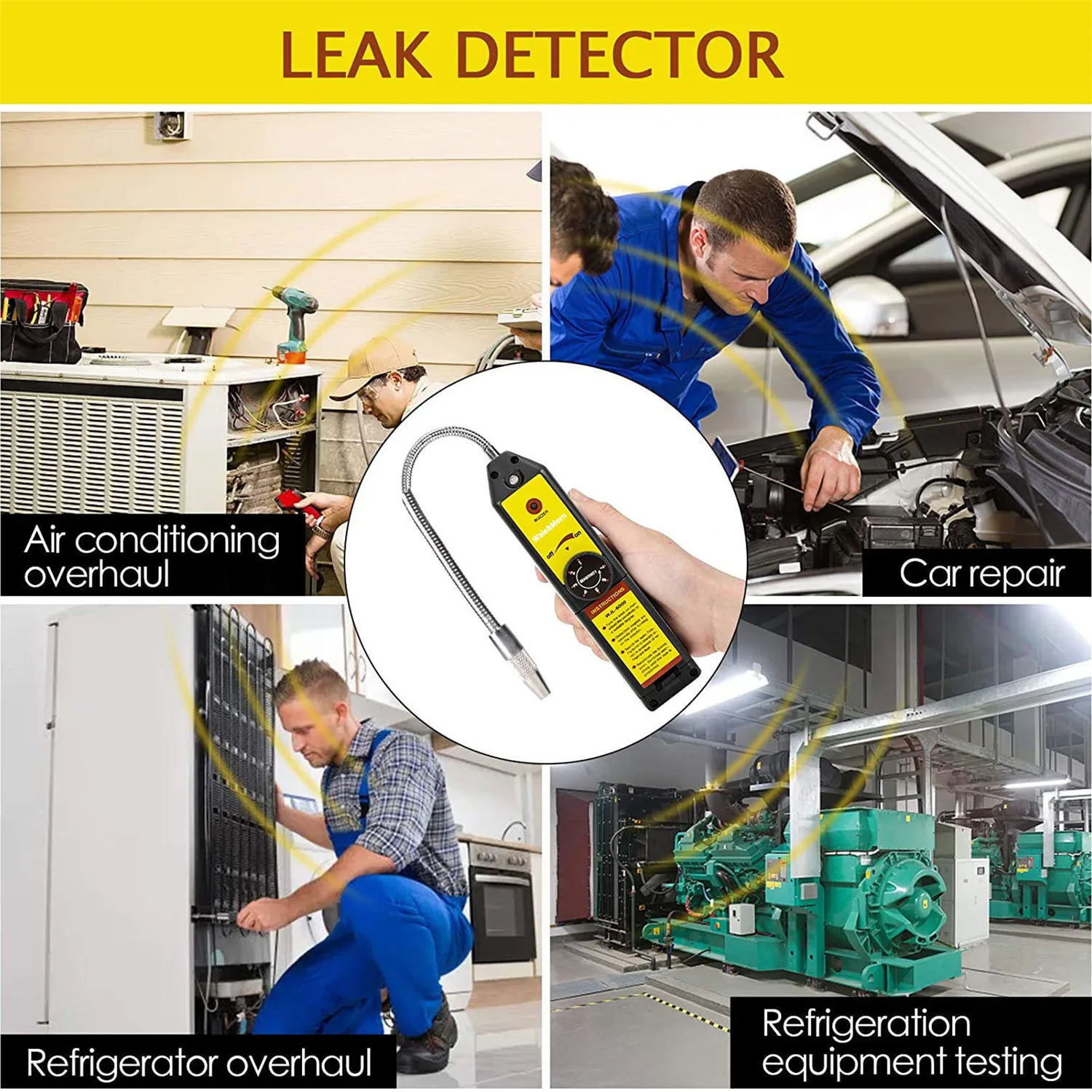 Detector de vazamento de freon WJL-6000 para r134a r410a r12 r22 r404a gás halogênio hvac sniffer testador de vazamento automotivo com 7.9 Polegada