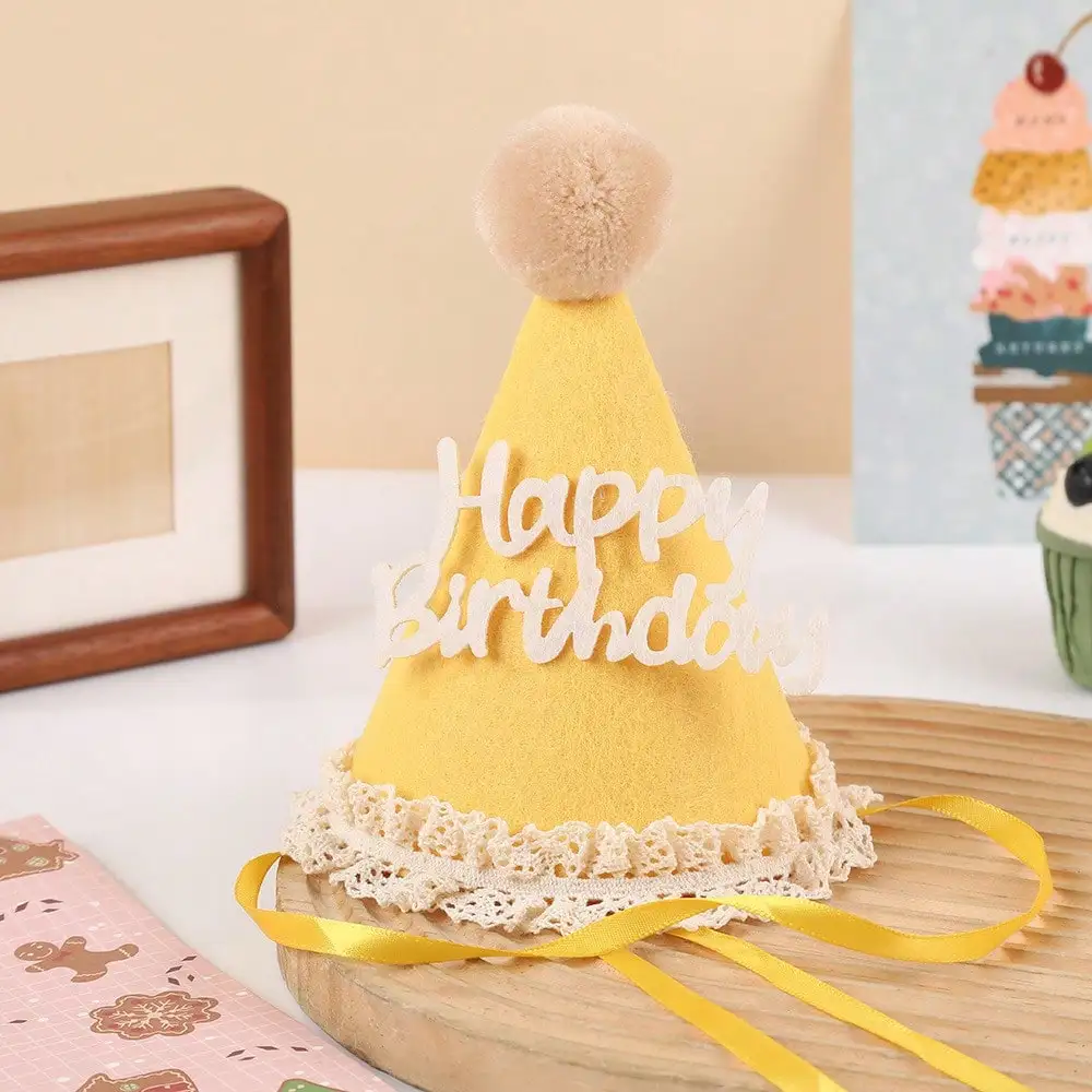 1 Stück Geburtstagshut für 1-Jährige im Ins-Stil, niedlicher Spitzen-Filz-Kopfschmuck, Partydekoration, Requisiten und Zubehör – Detail 5