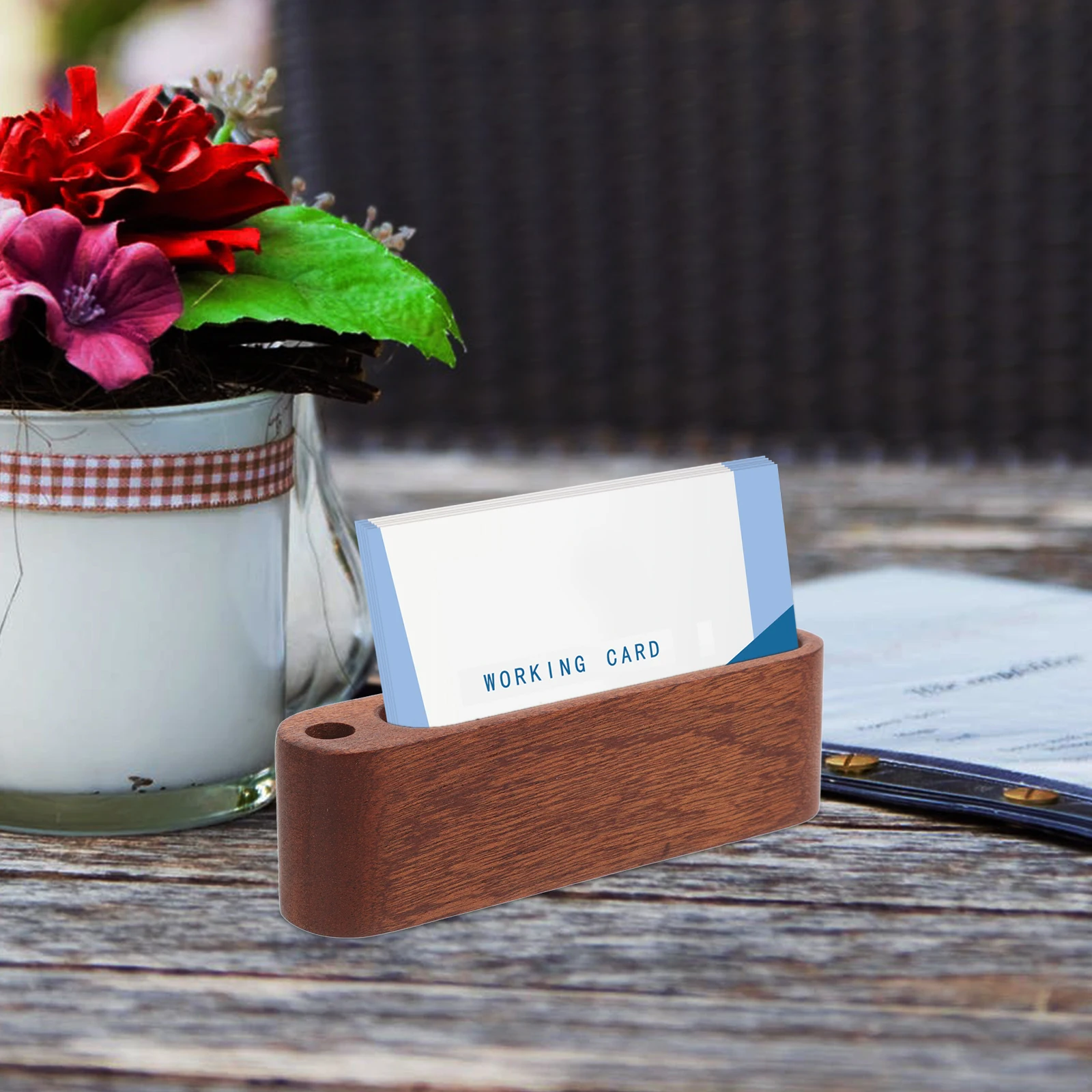 

Wood Business Card Stand Desktop Cards Holder Unique Shape Practical Gift Display Business Card Holder