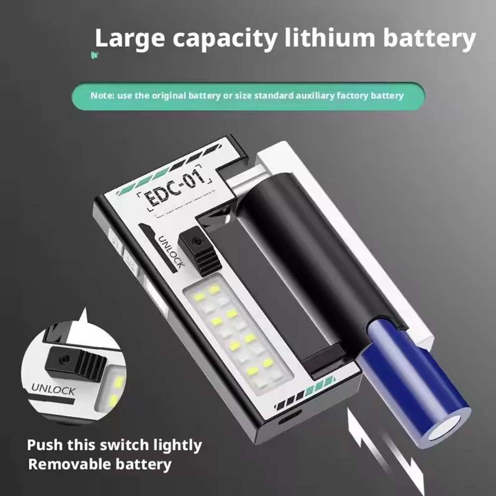 Rechargeable EDC Flashlight, Dual Light Sources Mini Flashlight, Portable Flat Pocket Flashlights, Magnetic Keychain Flashlight