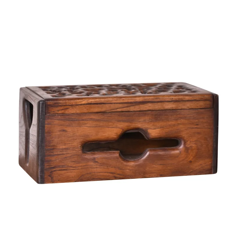 Solid wood hub box power cord finishing box living room plug-in board power strip socket storage box