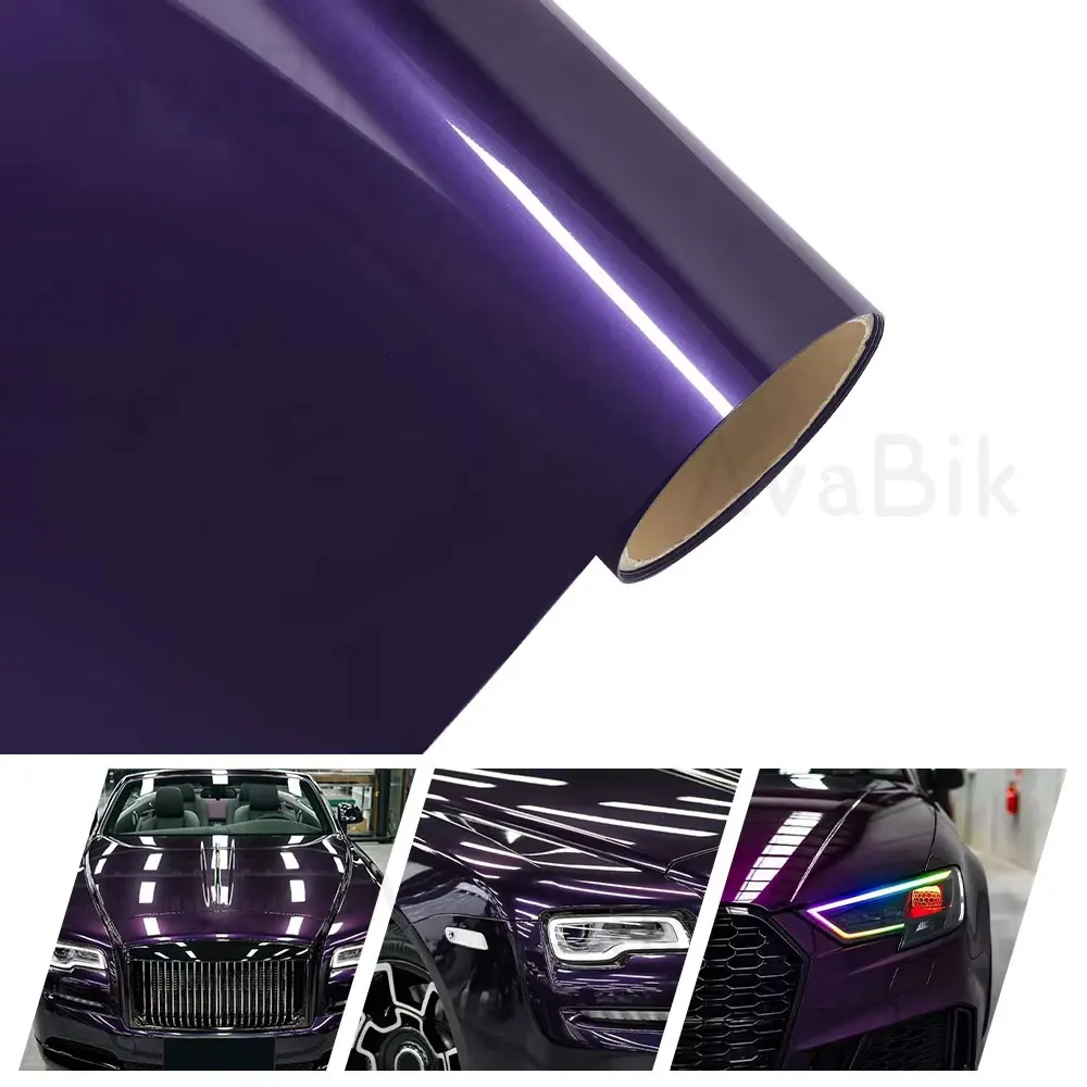 

Car Body Stickers High Glossy Chameleon PET Midnight Purple Vinyl Car Wrap Film With Air Release Initial DIY Styling Waterproof