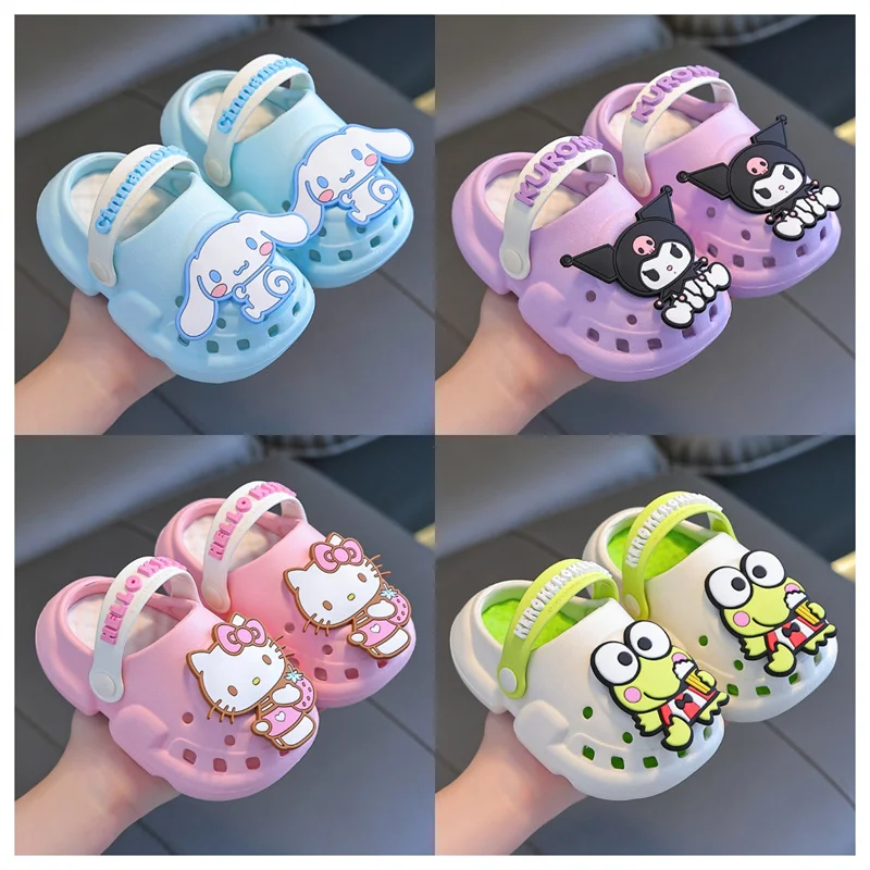 

New Sanrio Summer Kids Sandals Anime Cartoon Mymelody Cinnamoroll Kuromi Clogs Non-Slip Indoor Slippers Girl Birthday Gift