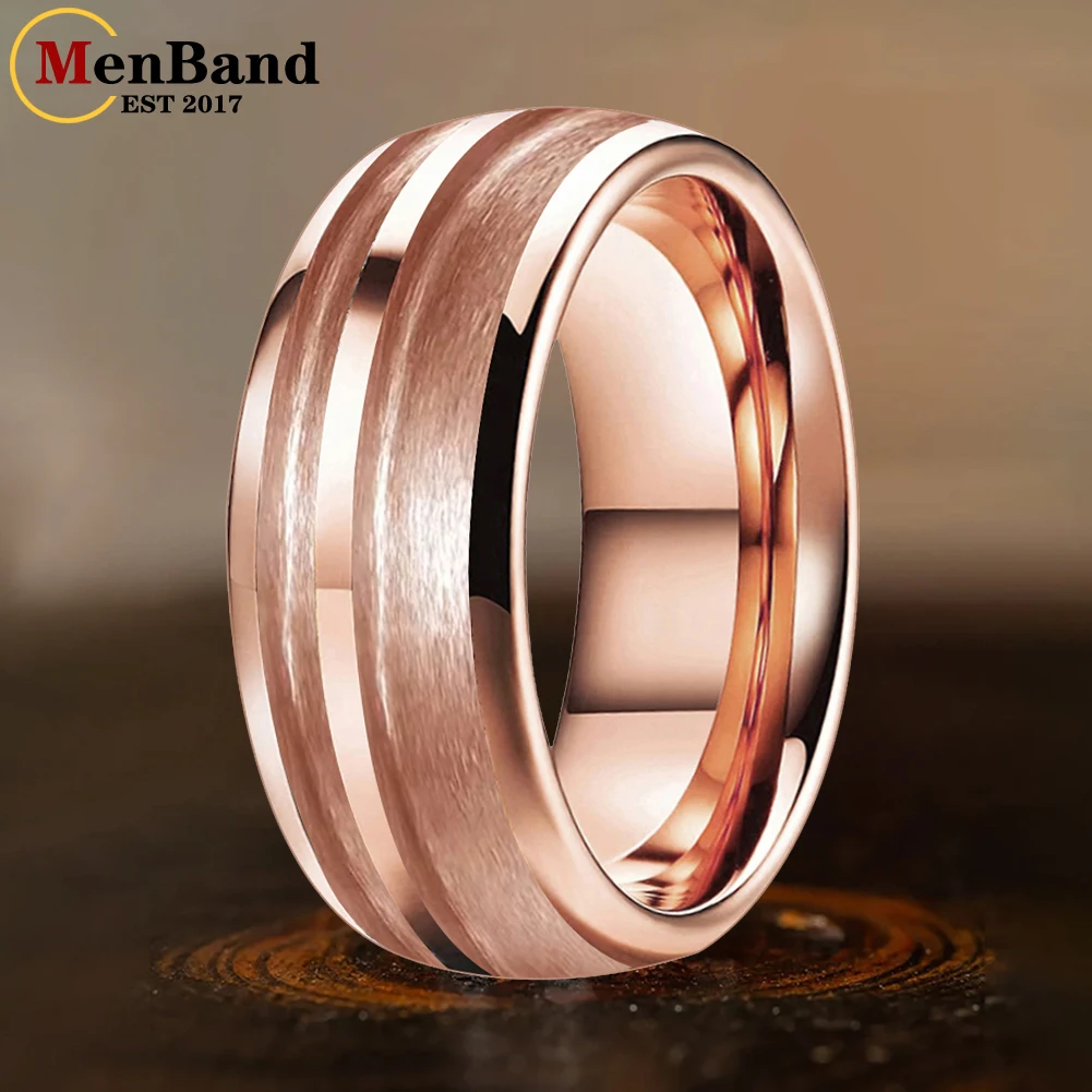 

MenBand 8mm Plating Tungsten Blank Core Ring for Customized Inlay with 3mm larger groove 2mm smaller Grooves Comfort Fit