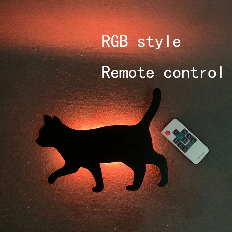 Led Cat Night Light with Motion Sensor Night Lamp Projector Lights Intelligent Sensor Light Sconces Battery Nightlight Art Deco