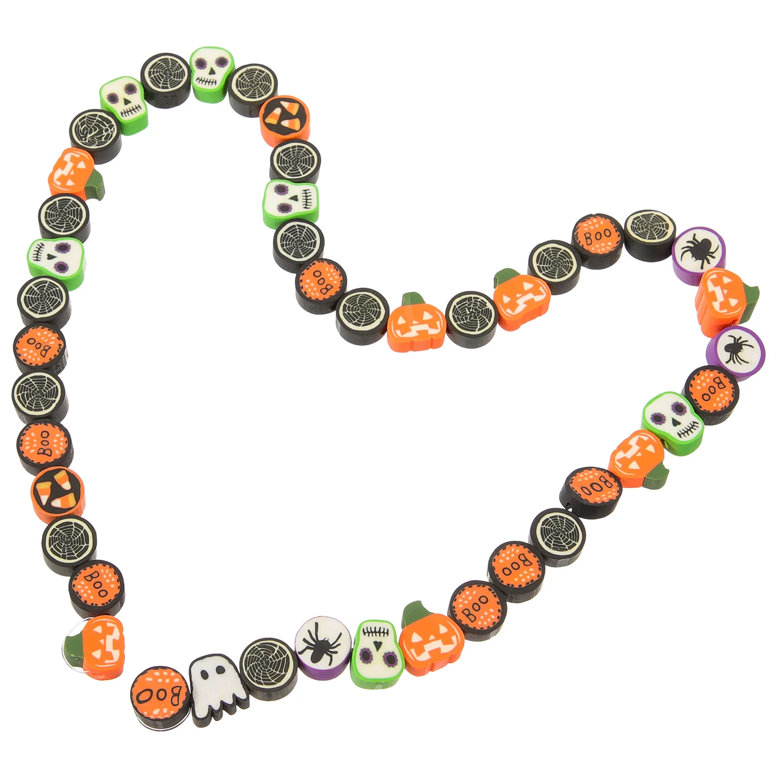 

40 Pcs Polymer Clay Slice Beads Halloween Ghost Pumpkin Skull DIY Jewelry Making Necklace Decor Craft Supplies Lightweight Multi
