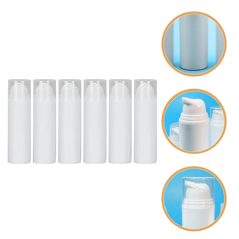 

6pcs Airless Pump Bottles Travel Containers Moisturizing Lotion Cream Storage Durable Plastic Skincare Toiletries Hand