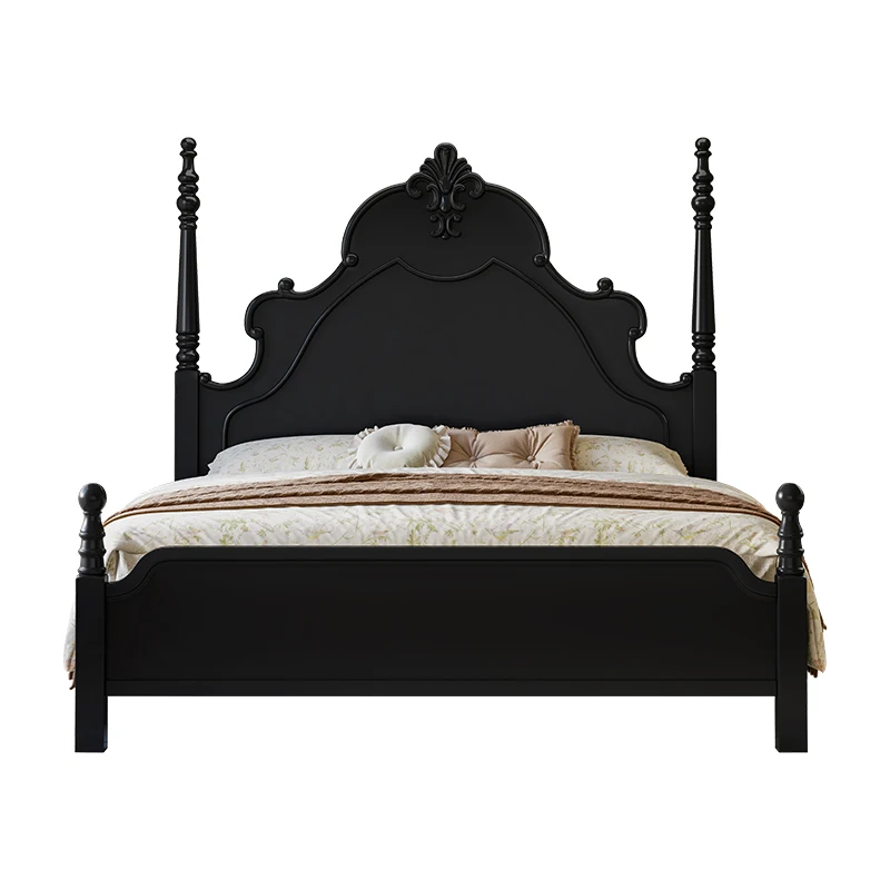 

Vintage American Solid Wood Bed Double Bed Black