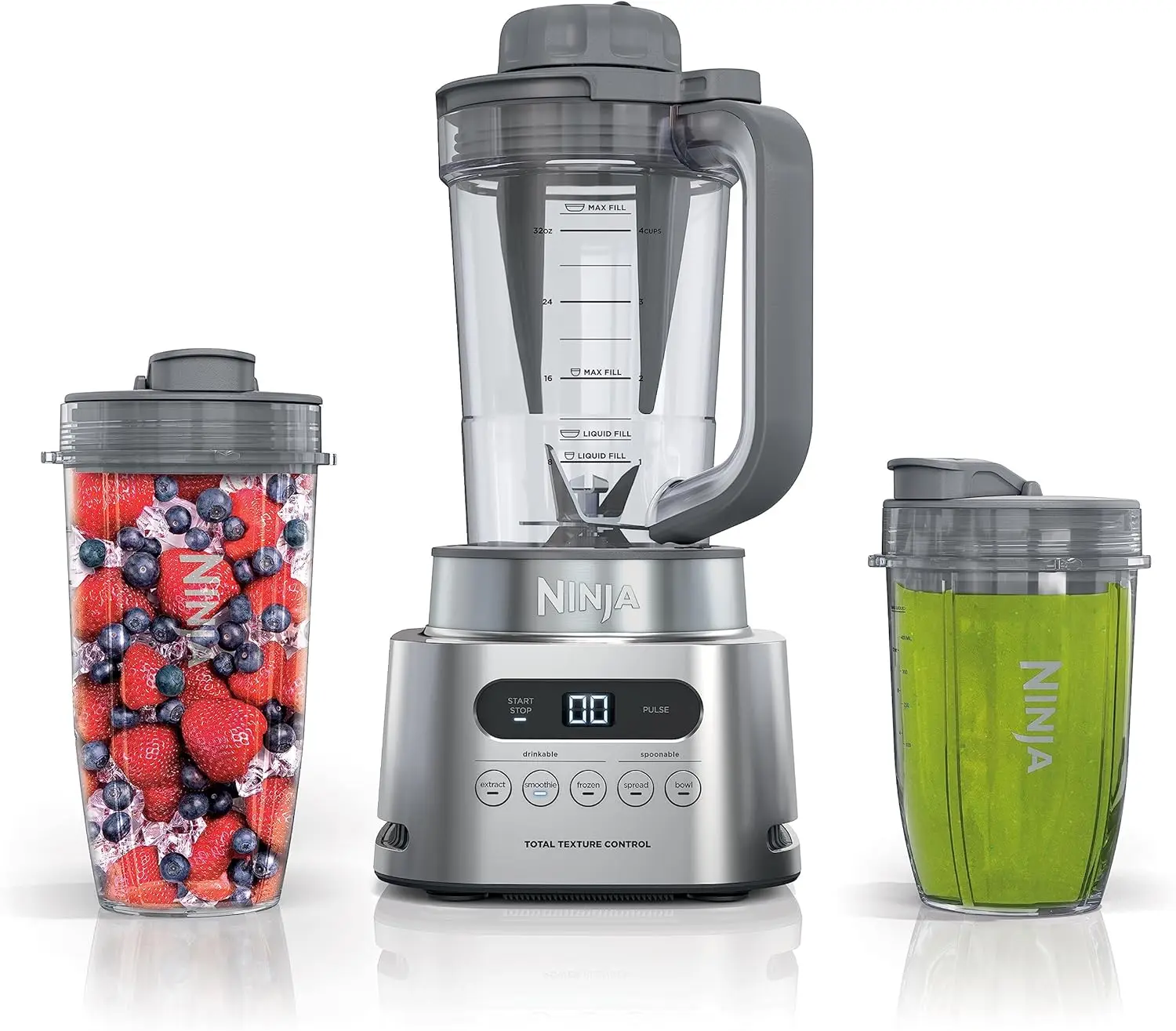 Blender High-Speed 1600 WP Smoothie Maker & Nutrient Extractor* 5 Functions Smoothie, 34-oz. Pitcher & (2) To-Go Cups, Gray